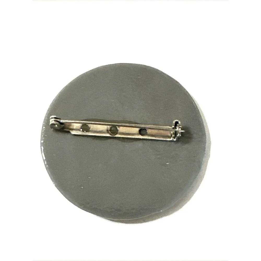 Vintage MCM Modernist Brooch Artisan Abstract Glass Pin Gray White Black 1.75
